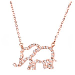 Noemi 18k Rose Gold Elephant and Diamond Pendant Necklace